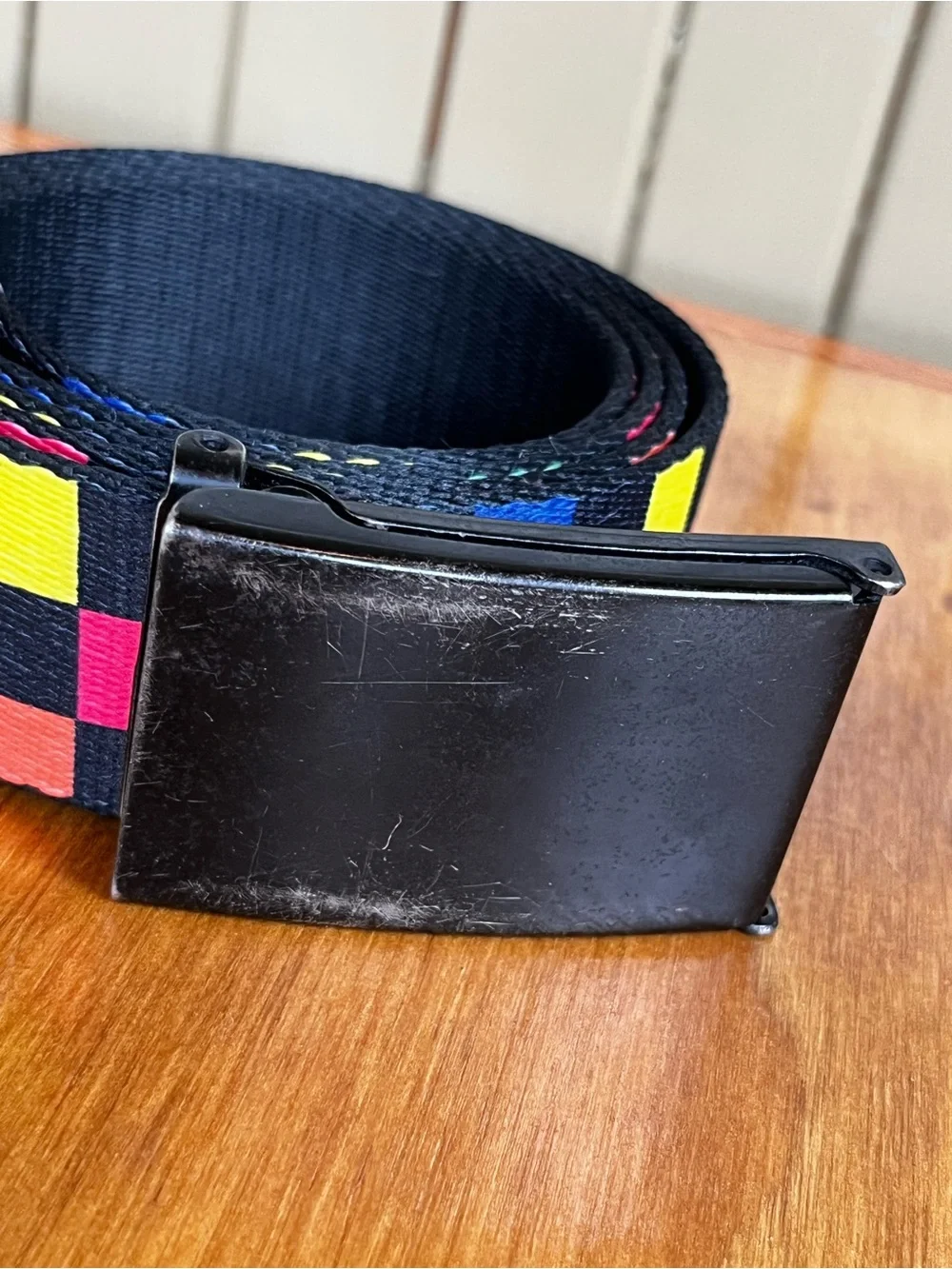 Buckle-Down Multicolor Checkered Rachet Belt Pride Approved